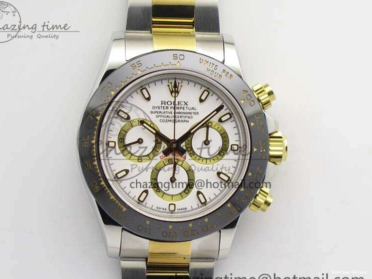 0126 Daytona SS YG Ceramic Bezel JH Best Edition White Dial On SS YG Bracelet A Resilient 3530